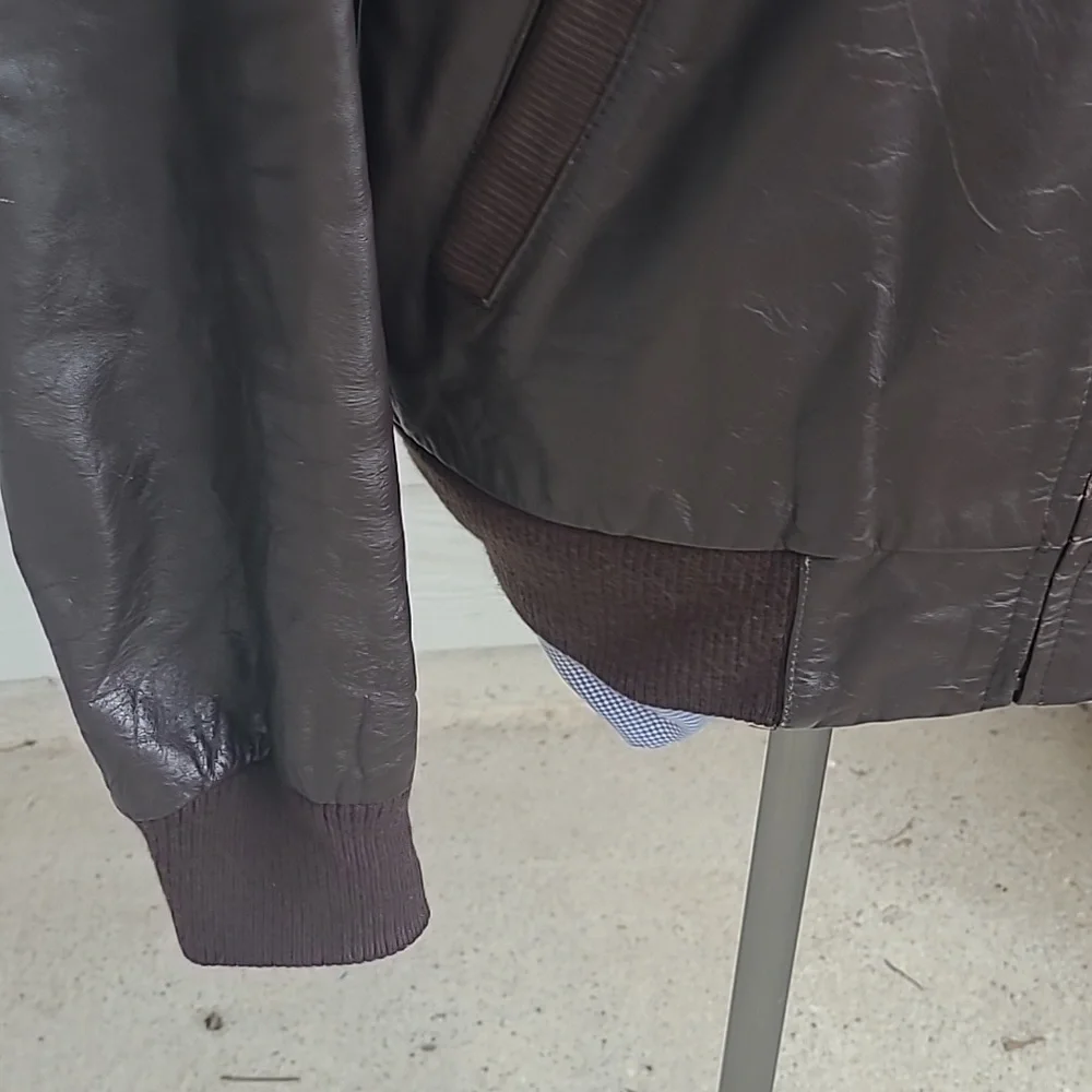 MEMBERS ONLY Dark Brown Leather Moto Racer Mens 46 XL Full Zip Jacket‎ VTG RARE - Picture 6 of 11